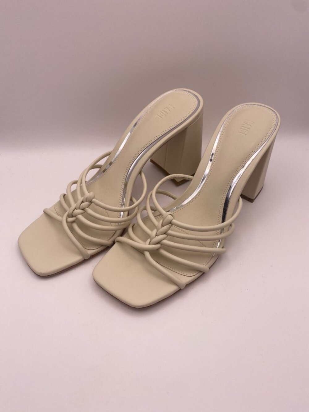 PAIGE Women's Becca Slip On Strappy Bone High Heel Sandals Sz 9